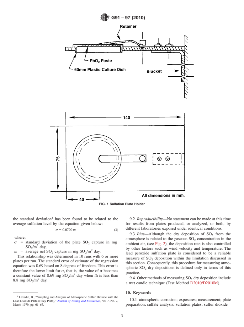 ASTM G91-97(2010) - Standard Practice for Monitoring Atmospheric SO<inf>2</inf> Using the Sulfation Plate Technique