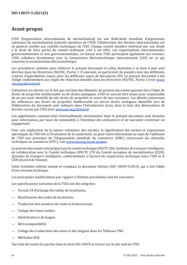 ISO 14819-3:2021 ISO 14819-3:2021 - Systèmes de transport intelligents -- Informations sur le trafic et les déplacements via le codage de messages sur le trafic - Page 4 preview