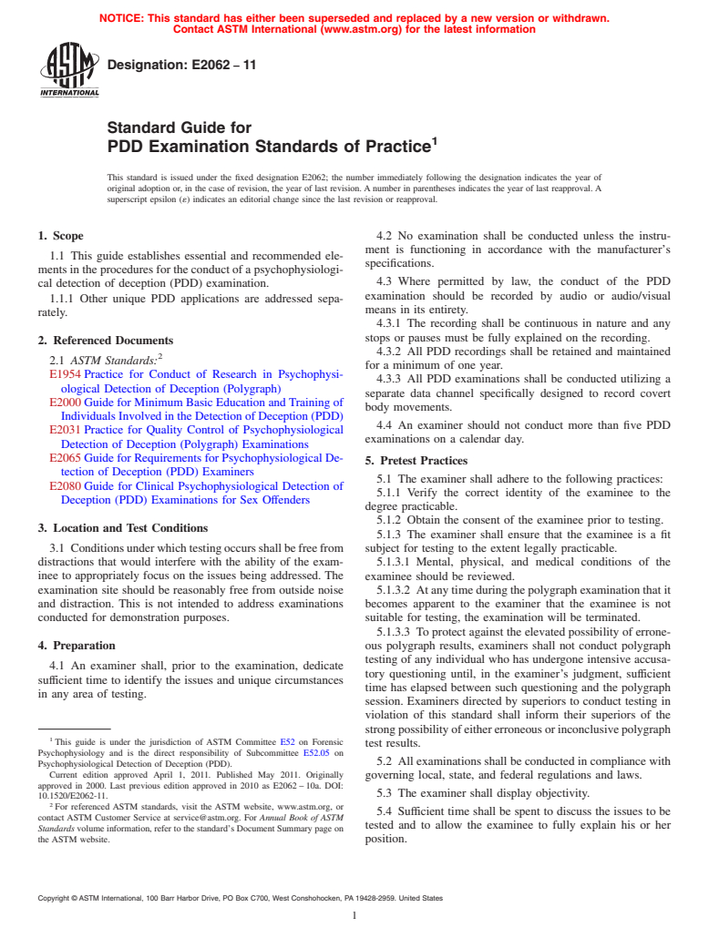 ASTM E2062-11 - Standard Guide for PDD Examination Standards of Practice