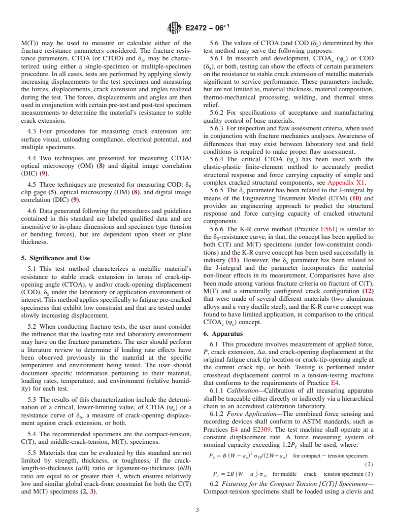 ASTM E2472-06e1 - Standard Test Method for Determination of Resistance to Stable Crack Extension under Low-Constraint Conditions