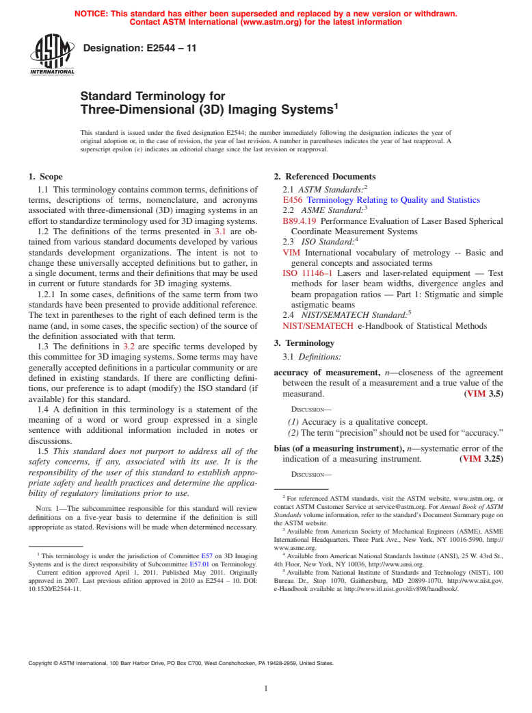 ASTM E2544-11 - Standard Terminology for Three-Dimensional (3D) Imaging Systems