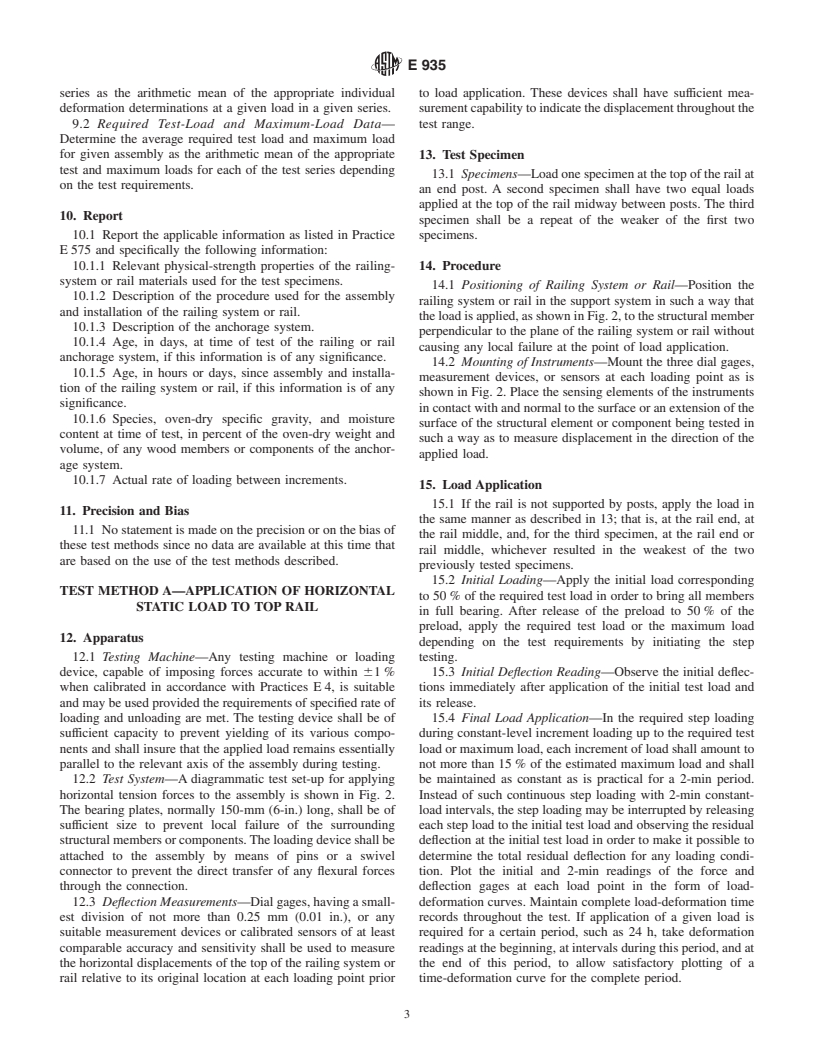 ASTM E935-00e1 - Standard Test Methods for Performance of Permanent Metal Railing Systems and Rails for Buildings