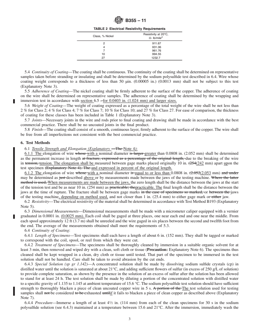 REDLINE ASTM B355-11 - Standard Specification for Nickel-Coated Soft or Annealed Copper Wire