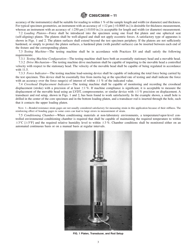 REDLINE ASTM C365/C365M-11 - Standard Test Method for Flatwise Compressive Properties of Sandwich Cores