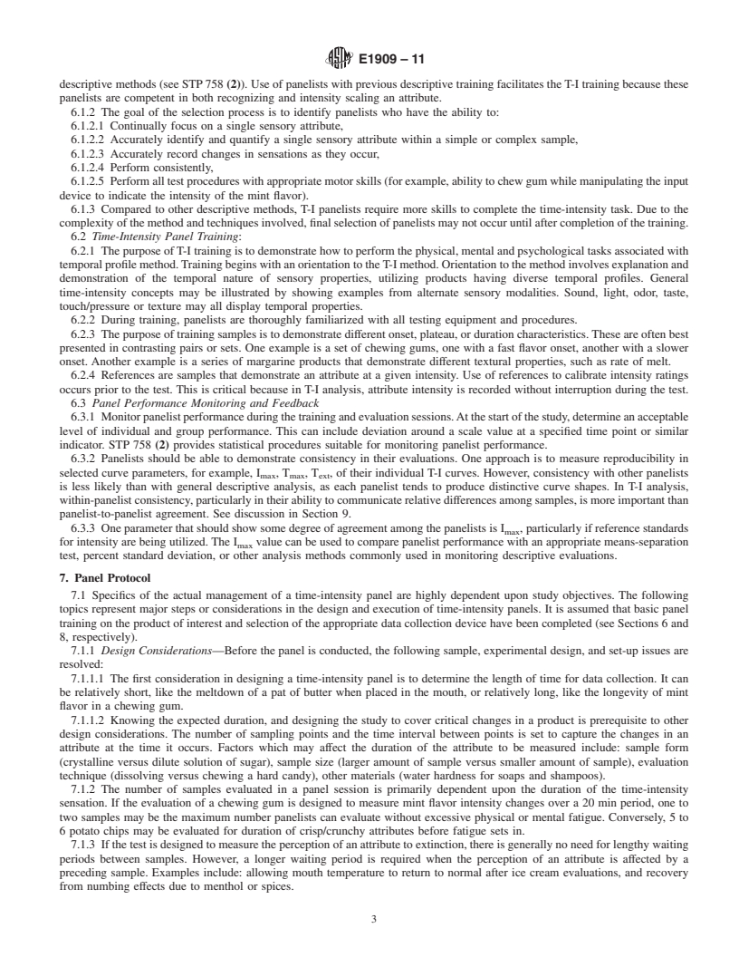 REDLINE ASTM E1909-11 - Standard Guide for Time-Intensity Evaluation of Sensory Attributes