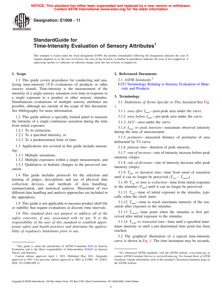 ASTM E1909-11 - Standard Guide for Time-Intensity Evaluation of Sensory Attributes