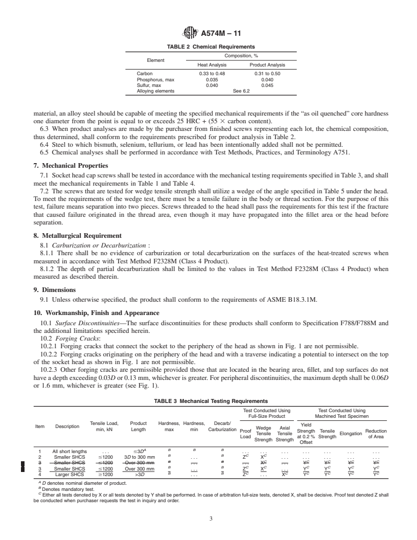 REDLINE ASTM A574M-11 - Standard Specification for Alloy Steel Socket-Head Cap Screws [Metric]