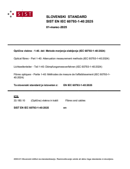 SIST EN IEC 60793-1-40:2025 SIST EN IEC 60793-1-40:2025 - BARVE - Page 1 preview