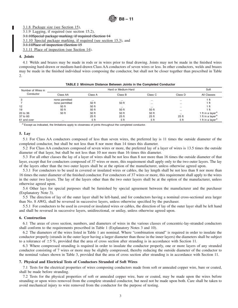 REDLINE ASTM B8-11 - Standard Specification for Concentric-Lay-Stranded Copper Conductors, Hard, Medium-Hard, or Soft