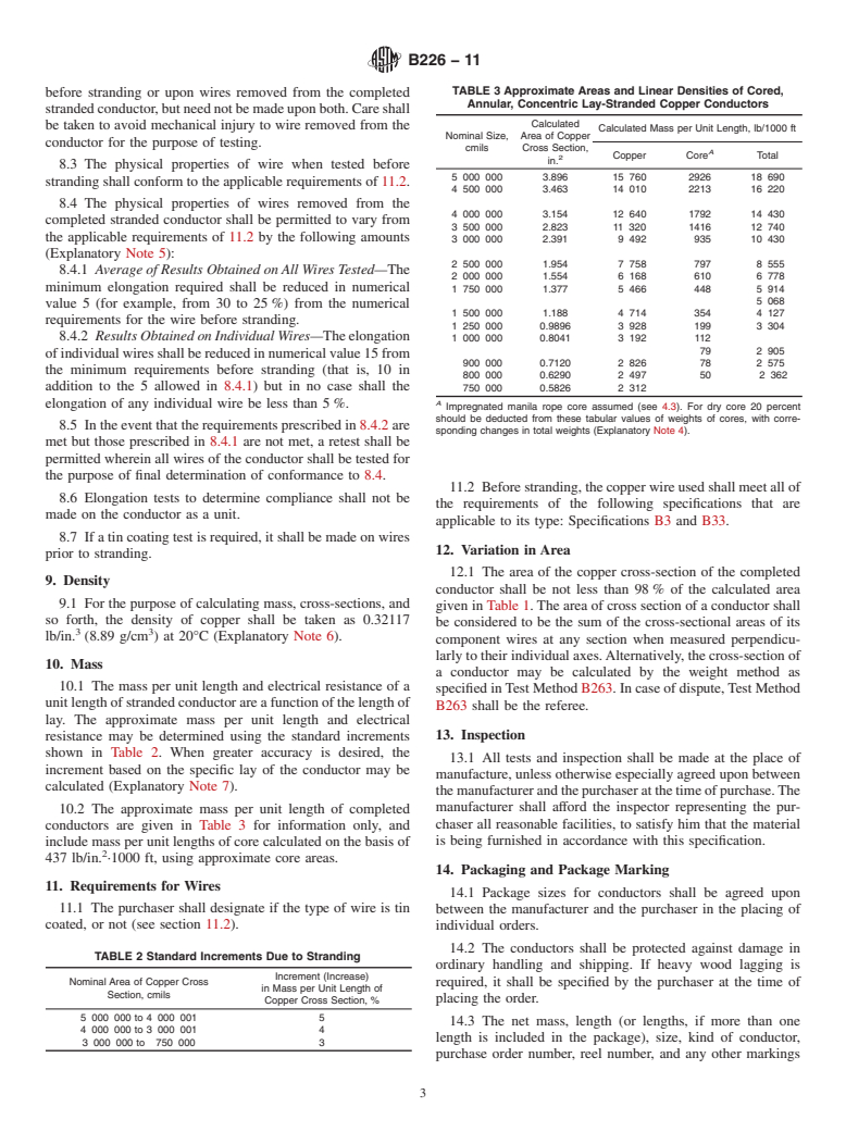 ASTM B226-11 - Standard Specification for Cored, Annular, Concentric-Lay-Stranded Copper Conductors