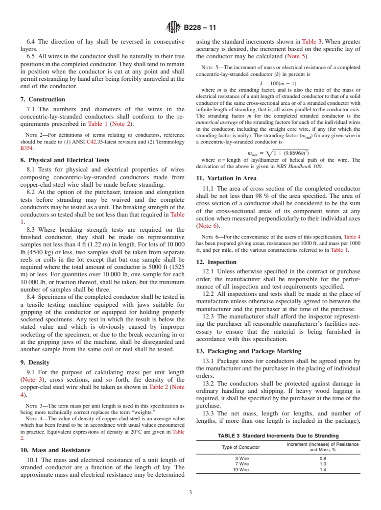 ASTM B228-11 - Standard Specification for Concentric-Lay-Stranded Copper-Clad Steel Conductors