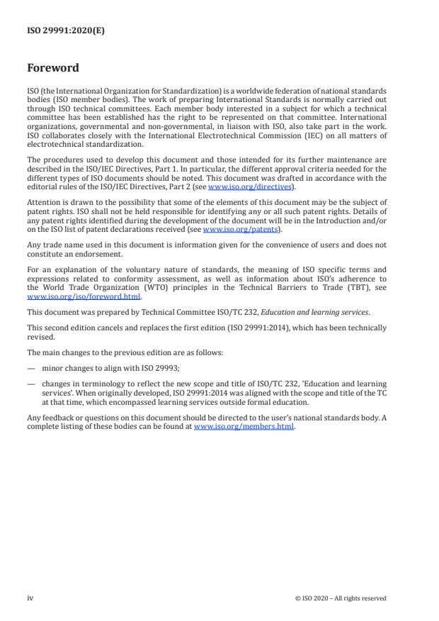 ISO 29991:2020 ISO 29991:2020 - Language-learning services -- Requirements - Page 4 preview