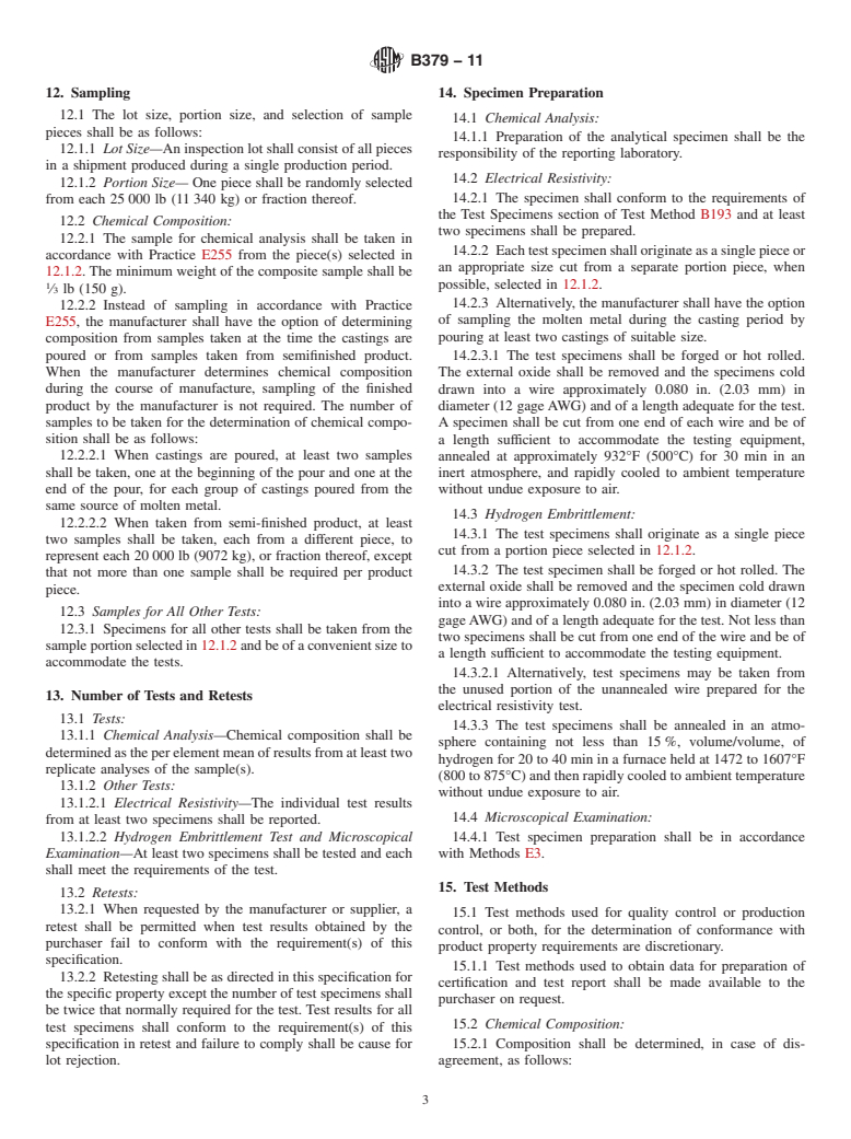 ASTM B379-11 - Standard Specification for Phosphorized Coppers&#8212;Refinery Shapes