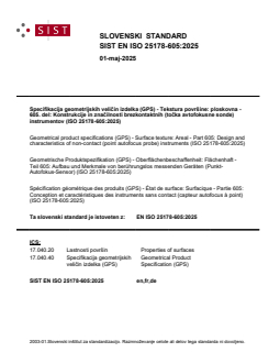 SIST EN ISO 25178-605:2025 - Page 1 preview