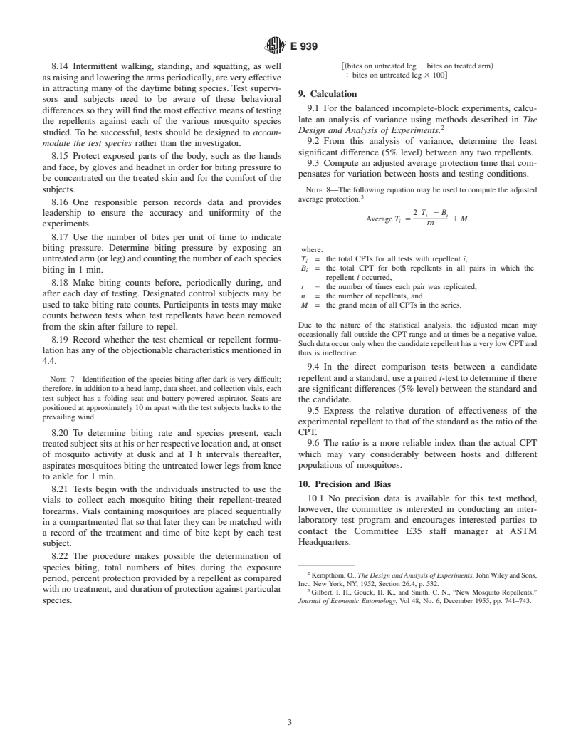 ASTM E939-94(2000) - Standard Test Method of Field Testing Topical Applications of Compounds as Repellents for Medically Important and Pest Arthropods (Including Insects, Ticks, and Mites):I Mosquitoes