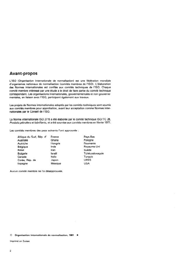 ISO 2715:1981 ISO 2715:1981 - Hydrocarbures liquides -- Mesurage volumétrique au moyen de compteurs a turbine - Page 2 preview