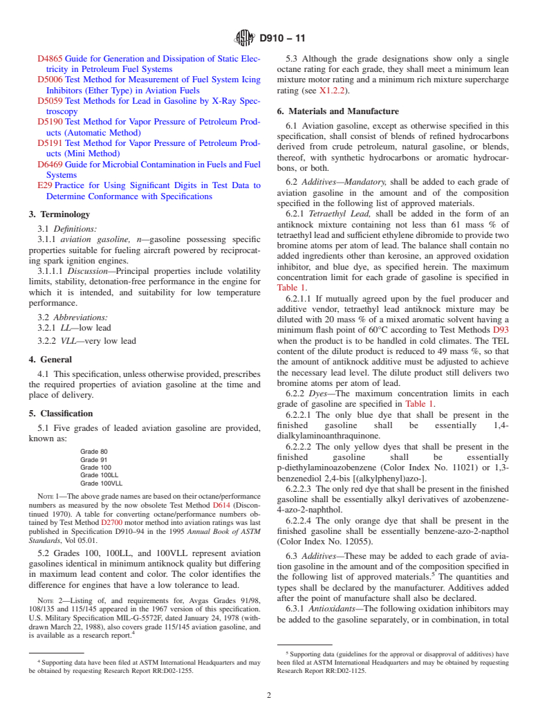 ASTM D910-11 - Standard Specification for Aviation Gasolines