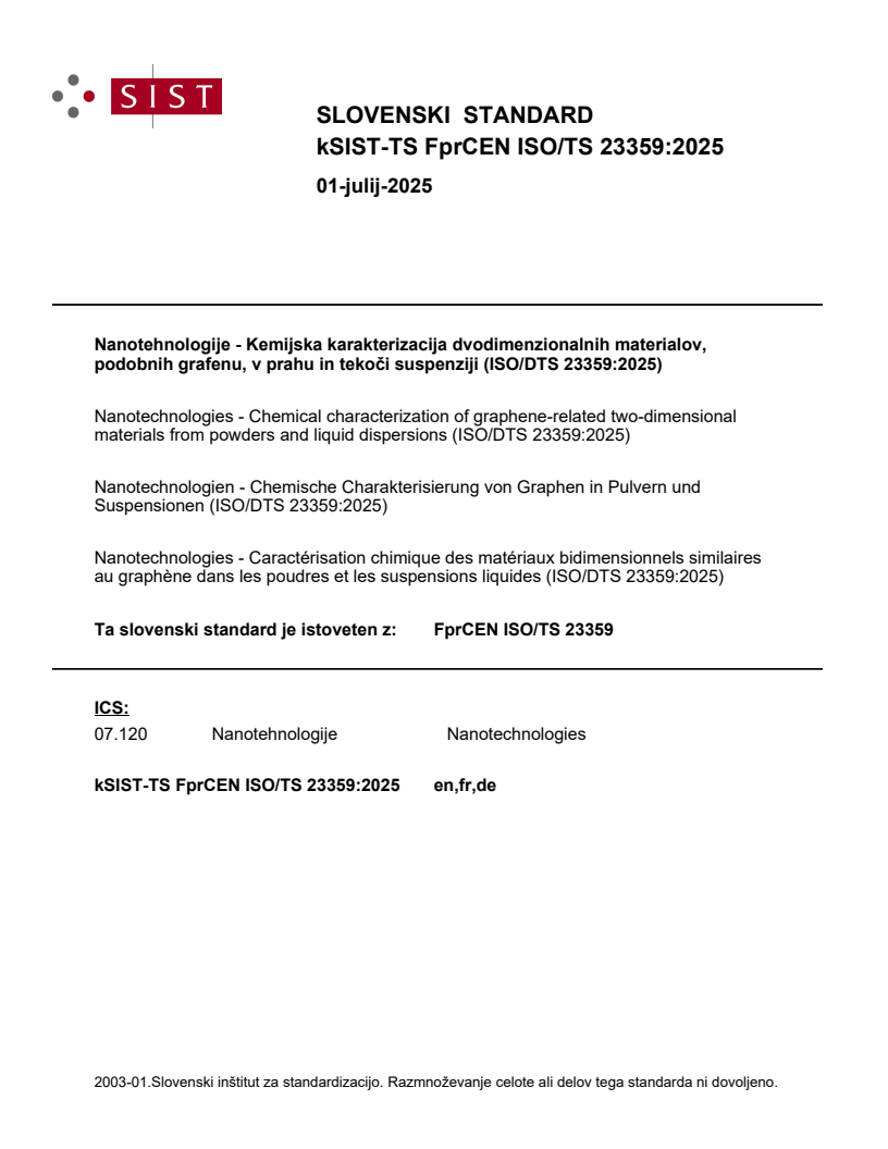 kTS FprCEN ISO/TS 23359:2025 - BARVE