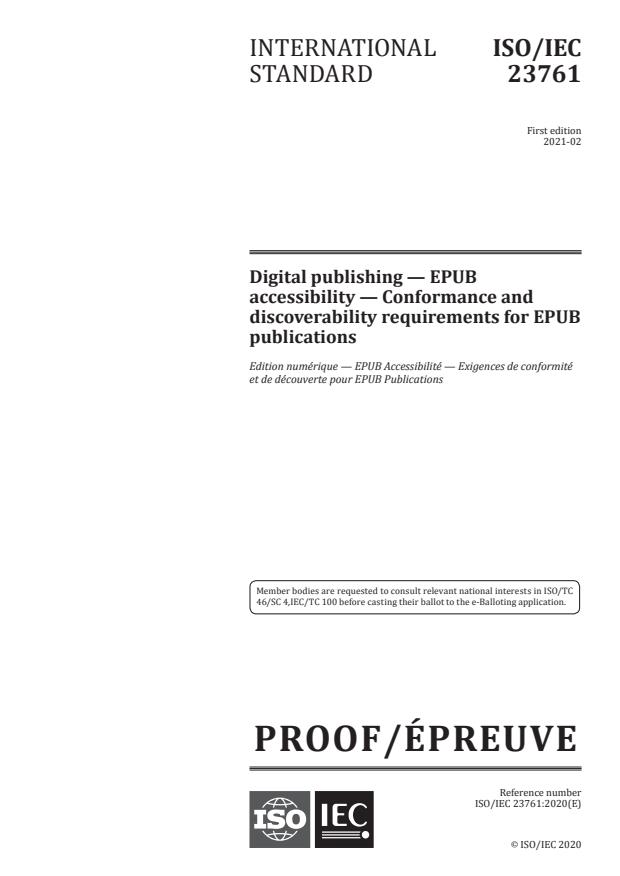 ISO/IEC PRF 23761:Version 26-dec-2020 - Digital publishing -- EPUB accessibility -- Conformance and discoverability requirements for EPUB publications