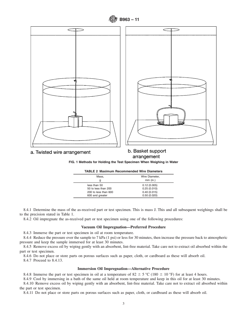 REDLINE ASTM B963-11 - Standard Test Methods for Oil Content, Oil-Impregnation Efficiency, and Interconnected Porosity of Sintered Powder Metallurgy (PM) Products Using Archimedes<span class='unicode'>&#x2019;</span> Principle