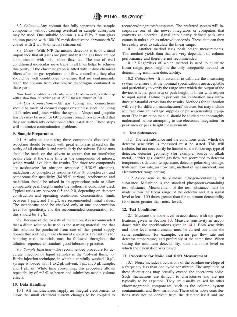 ASTM E1140-95(2010)e1 - Standard Practice for Testing Nitrogen/Phosphorus Thermionic Ionization Detectors for Use In Gas Chromatography