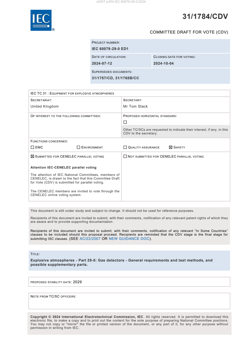 prEN IEC 60079-29-0:2024 - BARVE