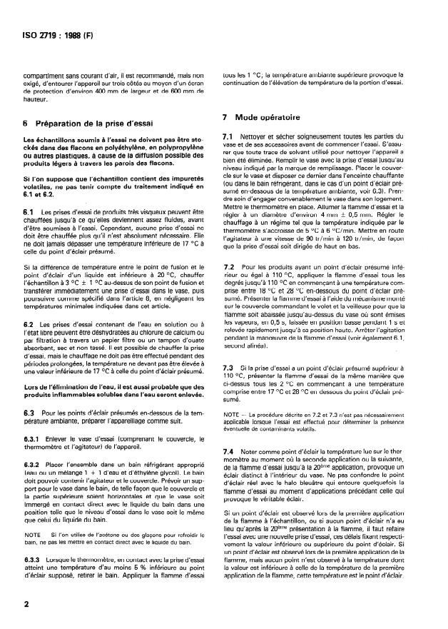 ISO 2719:1988 ISO 2719:1988 - Produits pétroliers et lubrifiants -- Détermination du point d'éclair -- Méthode Pensky-Martens en vase clos - Page 4 preview