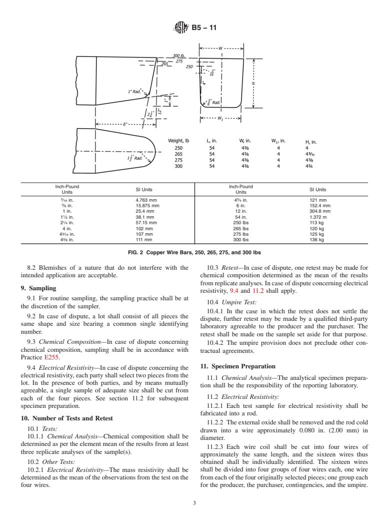 ASTM B5-11 - Standard Specification for High Conductivity Tough-Pitch Copper Refinery Shapes