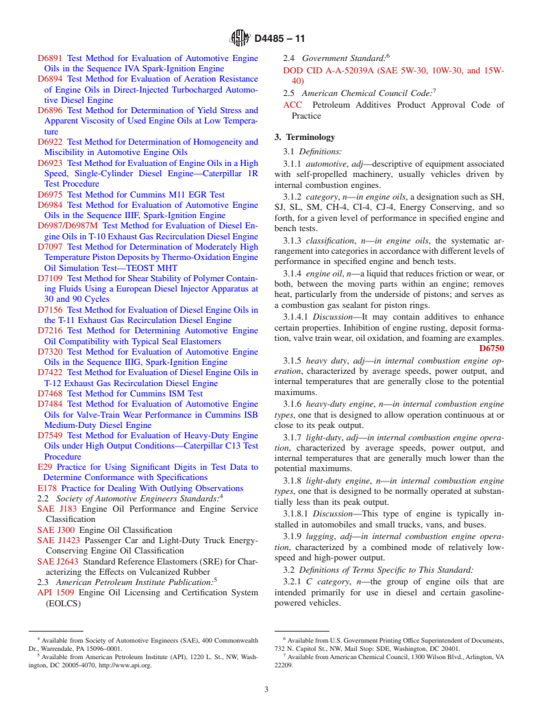 ASTM D4485-11 - Standard Specification for Performance of Engine Oils