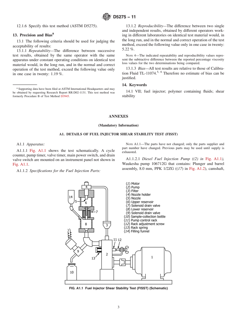 ASTM D5275-11 - Standard Test Method for Fuel Injector Shear Stability Test (FISST) for Polymer Containing Fluids