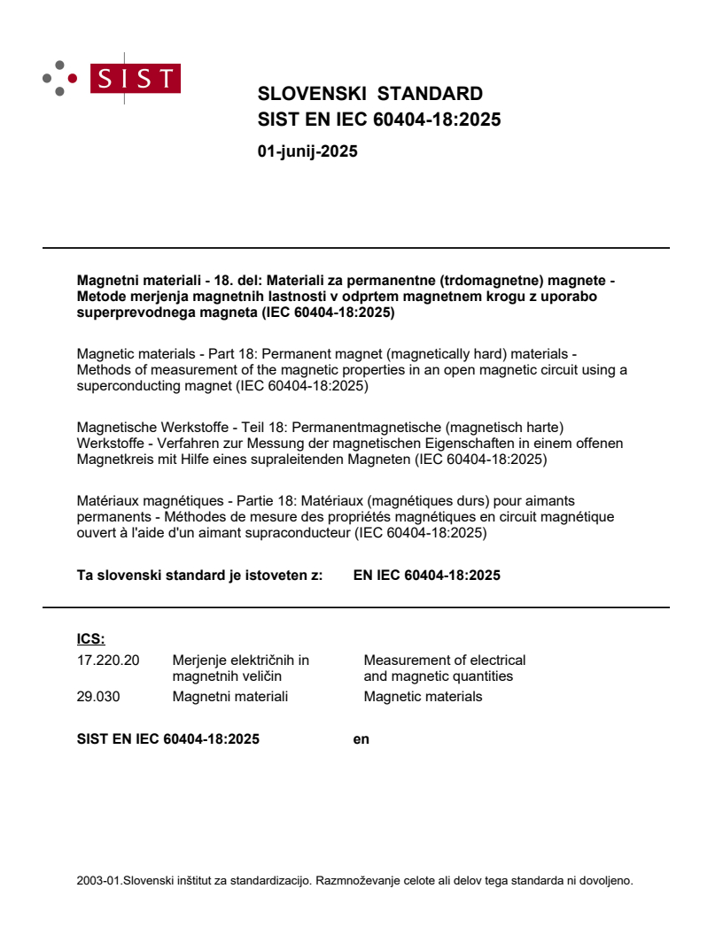 EN IEC 60404-18:2025 - BARVE