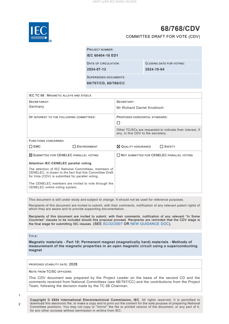 prEN IEC 60404-18:2024 - BARVE