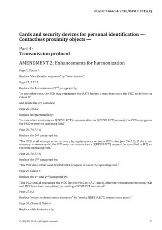 ISO/IEC 14443-4:2018/PRF Amd 2 - Enhancements for harmonization