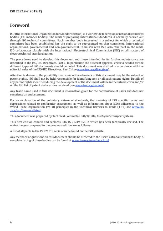 ISO 21219-2:2019 ISO 21219-2:2019 - Intelligent transport systems -- Traffic and travel information (TTI) via transport protocol experts group, generation 2 (TPEG2) - Page 4 preview