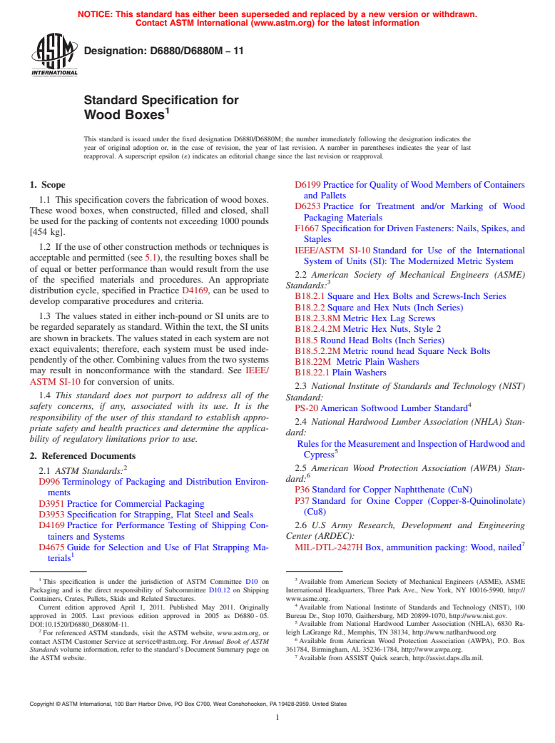 ASTM D6880/D6880M-11 - Standard Specification for Wood Boxes