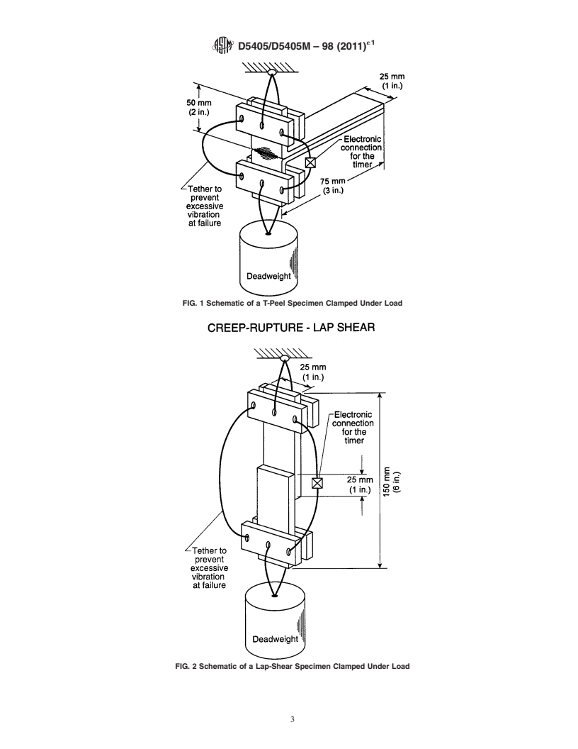 REDLINE ASTM D5405/D5405M-98(2011)e1 - Standard Test Method for Conducting Time-to-Failure (Creep-Rupture) Tests of Joints Fabricated from Nonbituminous Organic Roof Membrane Material