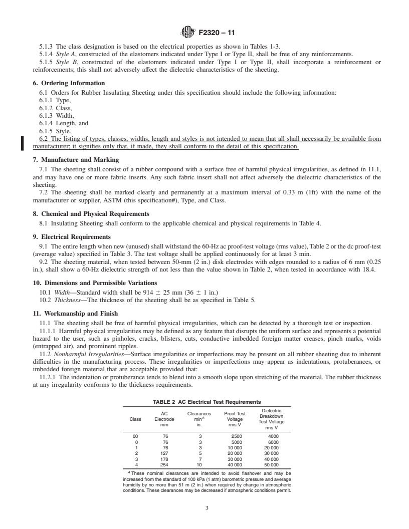 REDLINE ASTM F2320-11 - Standard Specification for Rubber Insulating Sheeting