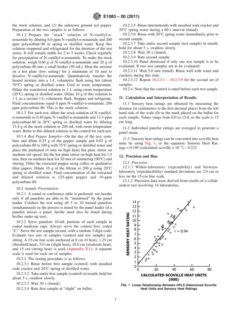 ASTM E1083-00(2011) - Standard Test Method for Sensory Evaluation of Red Pepper Heat