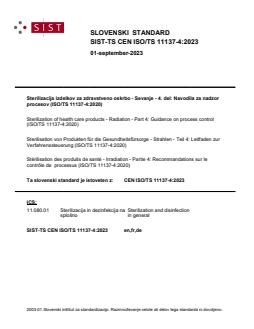 TS CEN ISO/TS 11137-4:2023 - Page 1 preview