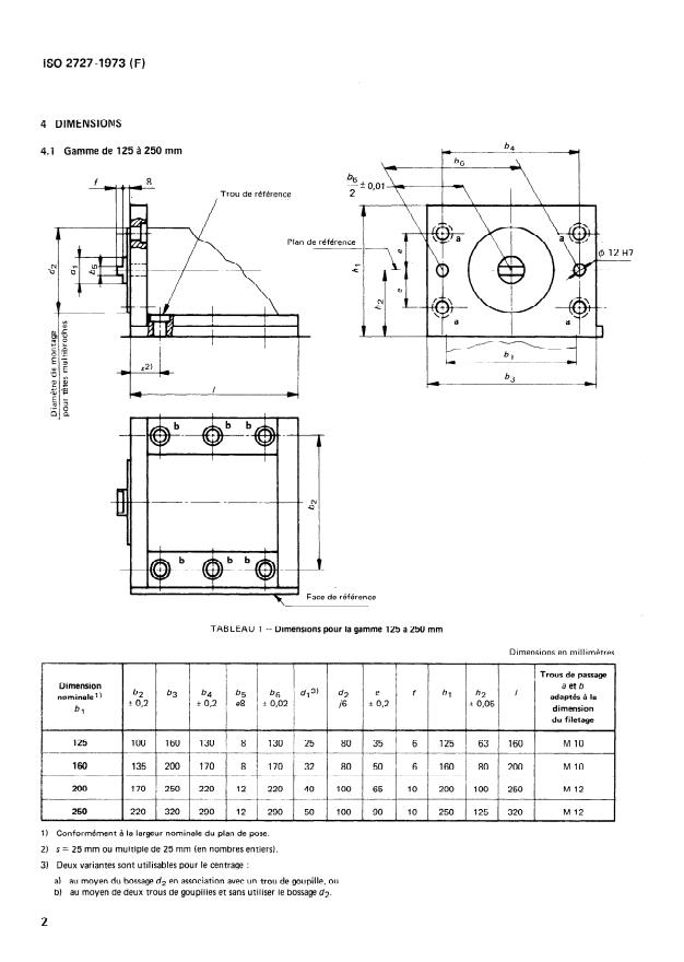 ISO 2727:1973 ISO 2727:1973 - Éléments standard pour la construction des machines-outils -- Supports de tetes multibroches - Page 4 preview