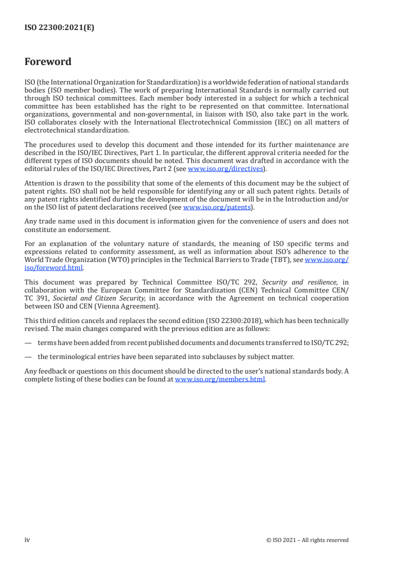 ISO 22300:2021 ISO 22300:2021 - Security and resilience — Vocabulary
Released:2/24/2021 - Page 4 preview