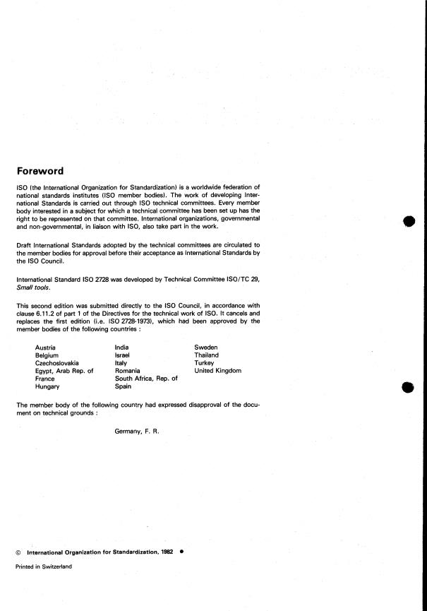 ISO 2728:1982 ISO 2728:1982 - Woodworking tools -- Plane irons - Page 2 preview