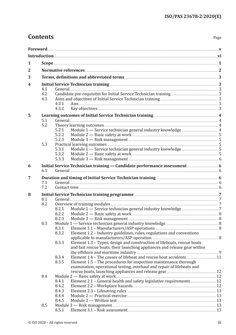ISO/PAS 23678-2:2020 ISO/PAS 23678-2:2020 - Service personnel for the maintenance, thorough examination, operational testing, overhaul and repair of lifeboats (including free-fall lifeboats) and rescue boats (including fast rescue boats), launching appliances and release gear — Part 2: Service personnel initial training
Released:3/2/2020
