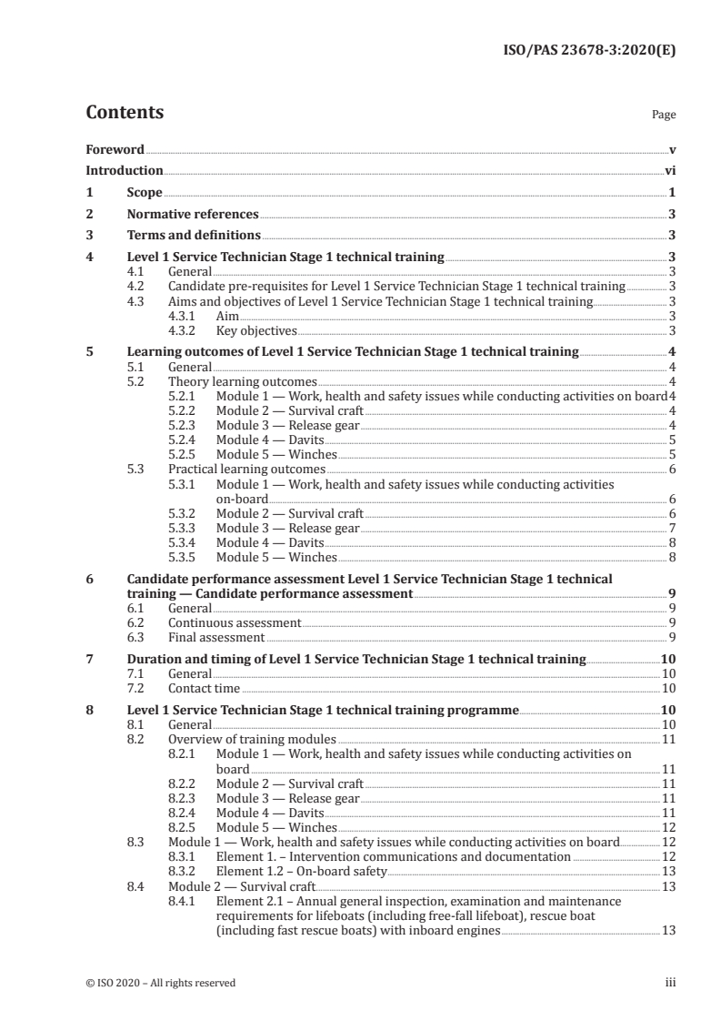 ISO/PAS 23678-3:2020 - Service personnel for the maintenance, thorough examination, operational testing, overhaul and repair of lifeboats (including free-fall lifeboats) and rescue boats (including fast rescue boats), launching appliances and release gear — Part 3: Level 1 technician training
Released:3/2/2020