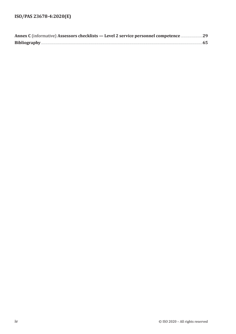 ISO/PAS 23678-4:2020 ISO/PAS 23678-4:2020 - Service personnel for the maintenance, thorough examination, operational testing, overhaul and repair of lifeboats (including free-fall lifeboats) and rescue boats (including fast rescue boats), launching appliances and release gear — Part 4: Level 2 in-field competence
Released:3/2/2020 - Page 4 preview