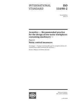 ISO 11690-2:2020 - Acoustics — Recommended practice for the design of low-noise workplaces containing machinery — Part 2: Noise control measures
Released:11/3/2020 - Page 1 preview