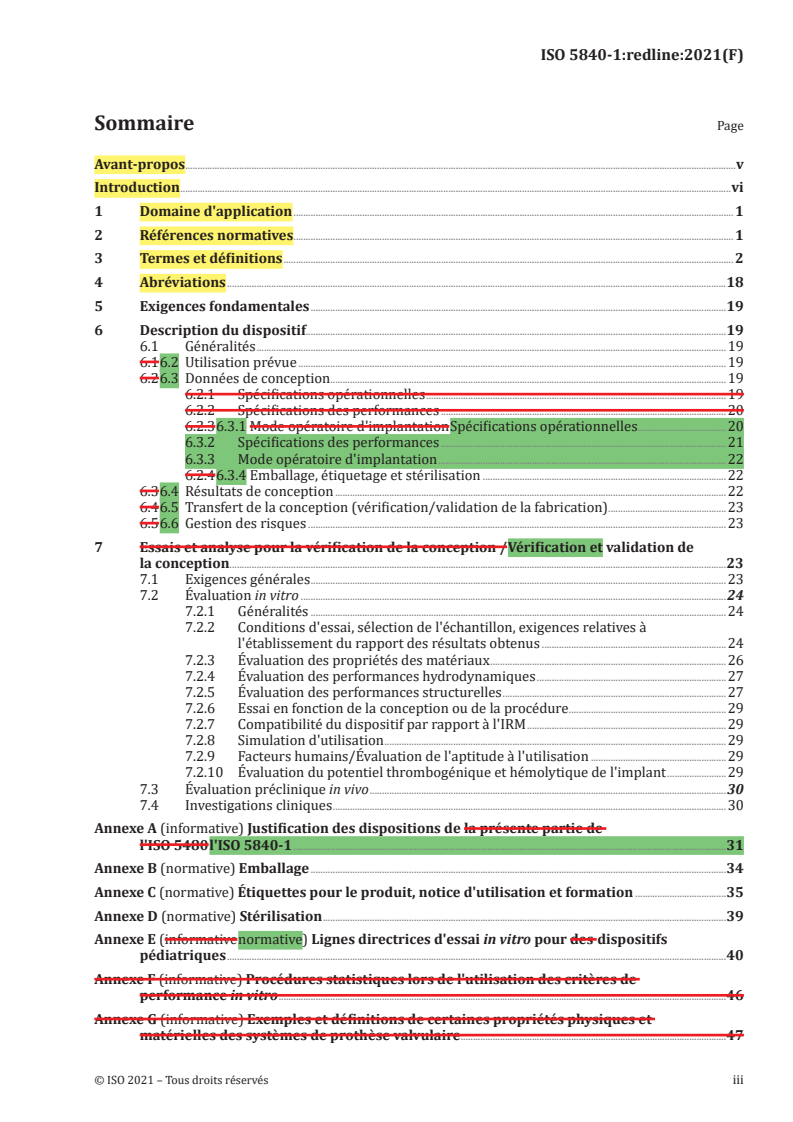 REDLINE ISO 5840-1:2021 - Implants cardiovasculaires — Prothèses valvulaires — Partie 1: Exigences générales
Released:1/21/2021