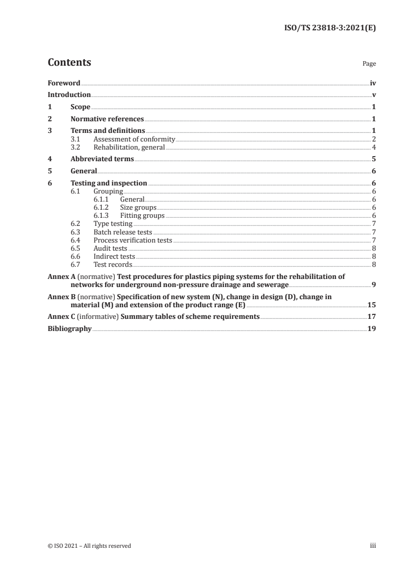 ISO/TS 23818-3:2021 - Assessment of conformity of plastics piping systems for the rehabilitation of existing pipelines — Part 3: Unplasticised poly(vinyl chloride) (PVC-U) material
Released:3/22/2021