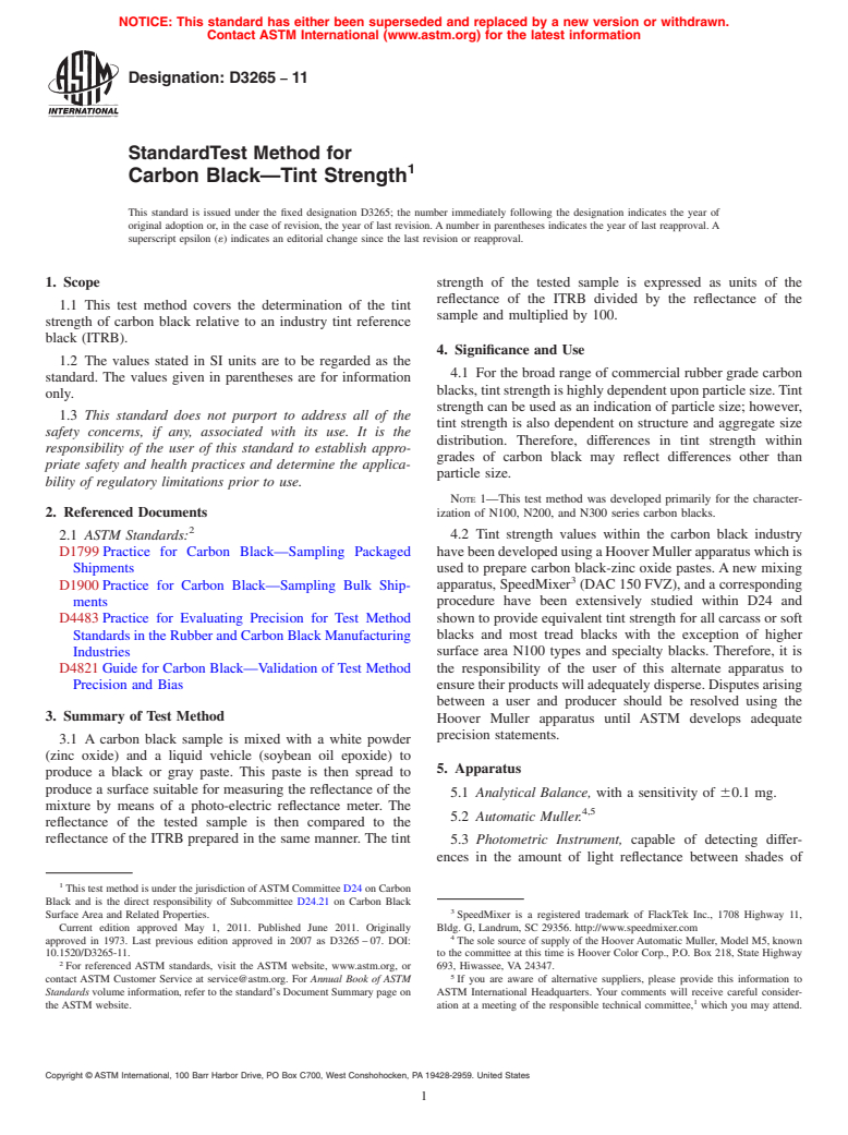 ASTM D3265-11 - Standard Test Method for Carbon Black-Tint Strength