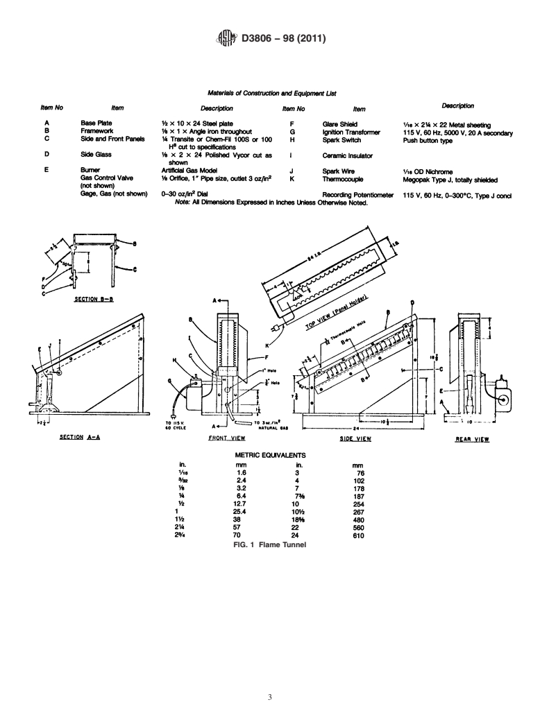 ASTM D3806-98(2011) - Standard Test Method of Small-Scale Evaluation of Fire-Retardant Paints (2-Foot Tunnel Method)